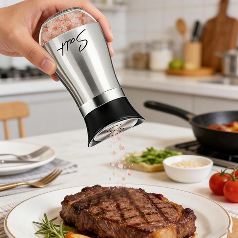 4 oz Salt and Pepper Shakers Set, Glass Shaker Bottom with Stainless Steel Lids, Refillable Spice Jars for Kitchen, Camping, RV, BBQ, Tabletop Use in Saudi Arabia