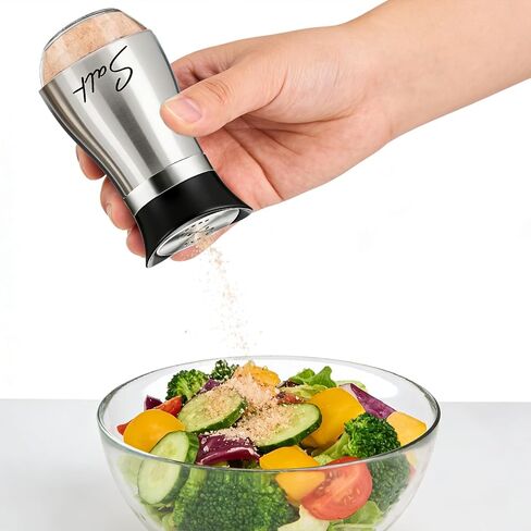 4 oz Salt and Pepper Shakers Set, Glass Shaker Bottom with Stainless Steel Lids, Refillable Spice Jars for Kitchen, Camping, RV, BBQ, Tabletop Use in Saudi Arabia