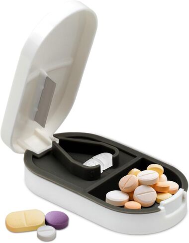 Pill Cutter & Splitter & Organizer – Accurately Cuts, Stores Pills with Detachable V-Shaped Silicone Slot, Portable & Easy to Clean in Saudi Arabia