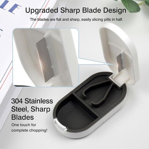 Pill Cutter & Splitter & Organizer – Accurately Cuts, Stores Pills with Detachable V-Shaped Silicone Slot, Portable & Easy to Clean in Saudi Arabia