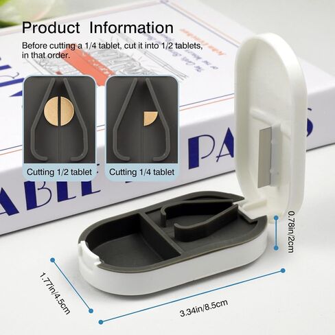 Pill Cutter & Splitter & Organizer – Accurately Cuts, Stores Pills with Detachable V-Shaped Silicone Slot, Portable & Easy to Clean in Saudi Arabia