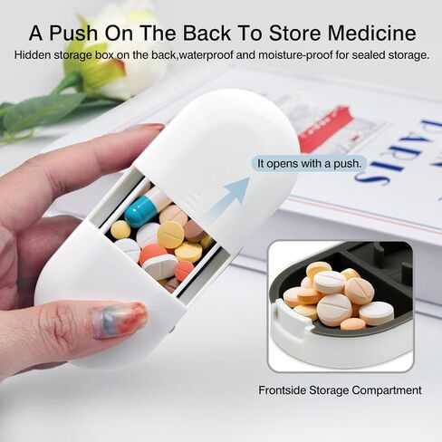 Pill Cutter & Splitter & Organizer – Accurately Cuts, Stores Pills with Detachable V-Shaped Silicone Slot, Portable & Easy to Clean in Saudi Arabia