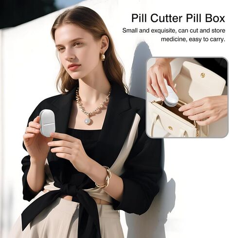 Pill Cutter & Splitter & Organizer – Accurately Cuts, Stores Pills with Detachable V-Shaped Silicone Slot, Portable & Easy to Clean in Saudi Arabia