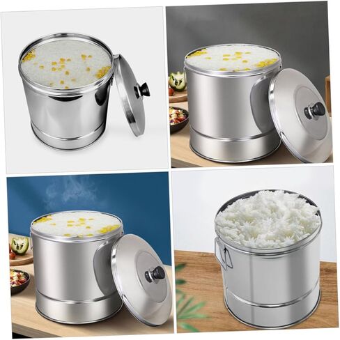 Sosoport Capacity Stainless Steel Rice Steamer Sushi Rice Container for People Kitchen Gadget for Home Restaurant Use Smooth Surface Fine Workmanship in Saudi Arabia