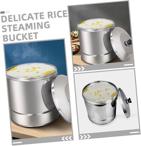 Luxshiny Stainless Steel Rice Steamer with Lid Handle Multi Functional Kitchen Gadget for Rice Cooking Sushi Serving for People for Home Restaurant Use in Saudi Arabia