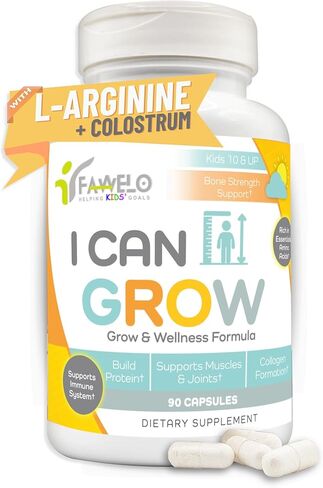I Can Grow Day-Time for Kids 10+ & Teens | Growth & Development Support with L-Arginine, Colostrum, Calcium, D3, Magnesium, Zinc | Bone Strength, Focus | 90 Capsules in Saudi Arabia