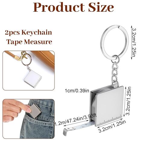 2 Pcs Mini Tape Measure Metal Keychain, 1.2m/4ft Retractable Metal Measuring Tapes Mini Keychain Tape Measure Small Square Tapes Measuring for Sewing DIY Party Favors Easy Read Metric/Inch in Saudi Arabia