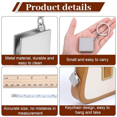 2 Pcs Mini Tape Measure Metal Keychain, 1.2m/4ft Retractable Metal Measuring Tapes Mini Keychain Tape Measure Small Square Tapes Measuring for Sewing DIY Party Favors Easy Read Metric/Inch in Saudi Arabia