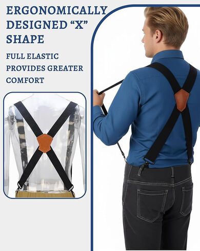 3 Pack 2in Wide Ski Suspenders Heavy Duty Adjustable Elastic X-Back Pants Suspenders Non-slip Straps for Men Women in Saudi Arabia