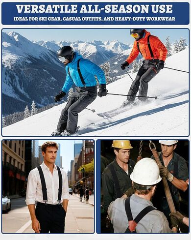 3 Pack 2in Wide Ski Suspenders Heavy Duty Adjustable Elastic X-Back Pants Suspenders Non-slip Straps for Men Women in Saudi Arabia