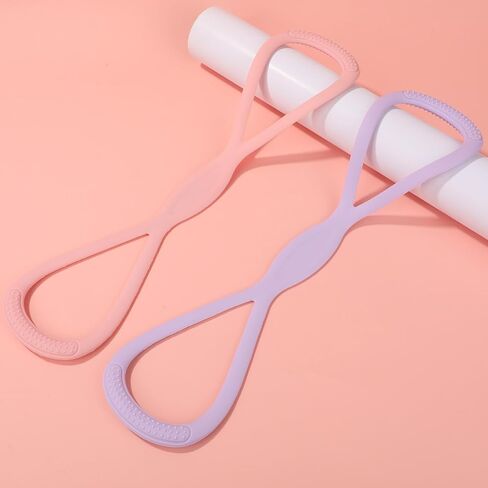 2pcs Figure 8 Shaped Exercise Resistance Bands, Silicone Pink Purple Home Workout Resistance Elastic Bands with Handles for Gym Yoga Back Shoulder Fitness Stretch Equipment(15LB/6,8KG, 25LB/11,34KG) in Saudi Arabia