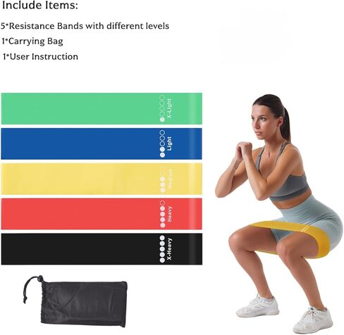 Resistance Loop Bands 5 Pack, Non-Slip Non-Roll TPE Exercise Bands for Yoga, Pilates, Home Workout, Strength Training, Stretching, Ideal for Glute, Leg, Arm, Hip Fitness in Saudi Arabia