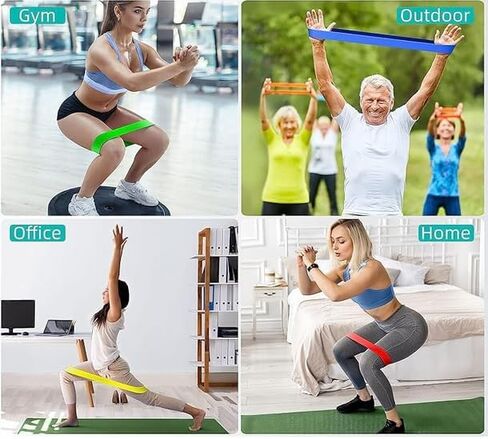 Resistance Loop Bands 5 Pack, Non-Slip Non-Roll TPE Exercise Bands for Yoga, Pilates, Home Workout, Strength Training, Stretching, Ideal for Glute, Leg, Arm, Hip Fitness in Saudi Arabia