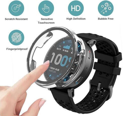 Screen Protector Case Compatible with Amazfit Active Max Watch Band, Full Coverage, Hard PC Bumper, Ultra-Thin, Scratch Resistant, All-Around Screen Protector for Active Max in Saudi Arabia