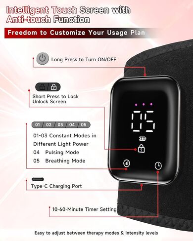 العلاج بالضوء الأحمر اللاسلكي للرقبة والكتف، 5000 مللي أمبير قابلة لإعادة الشحن 148 مصباح LED 660 نانومتر و850 نانومتر بالقرب من العلاج بالأشعة تحت الحمراء لتخفيف آلام الكتف والرقبة والظهر (أسود) in Kuwait