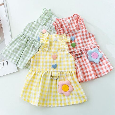 Dog Dress Dog Princess Dress Dog Classic Plaid Skirt Soft Breathable Dog Summer Dress for Small Medium Large Dog Girls Puppy Lightweight Pet Dresses in Saudi Arabia