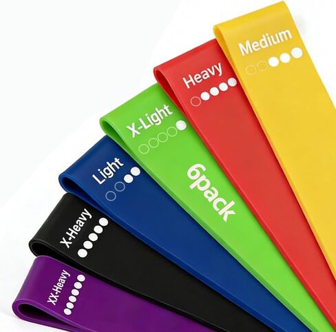 Resistance Bands for Working Out, 6 Levels Exercise Bands Set, Multi-Colored, Indoor & Outdoor Fitness, Leg Strength Training in Saudi Arabia