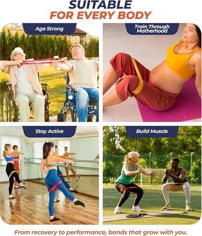 Resistance Bands for Working Out, 6 Levels Exercise Bands Set, Multi-Colored, Indoor & Outdoor Fitness, Leg Strength Training in Saudi Arabia