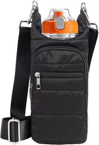 Water Bottle Holder with Strap Water Bottle Carrier Bag Quilted Puffer Sling Purse Crossbody Hydro Bag for Women Walking in Saudi Arabia