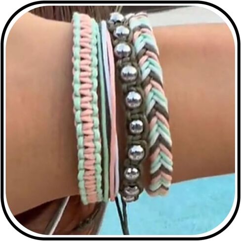 Handmade Bracelet for Men Women Friendship Bracelet Set Birthday Colorful Handmade Braided String Bracelets Adjustable Multicolor Wrist Cord Bohemian Jewelry Birthday Gifts in Saudi Arabia