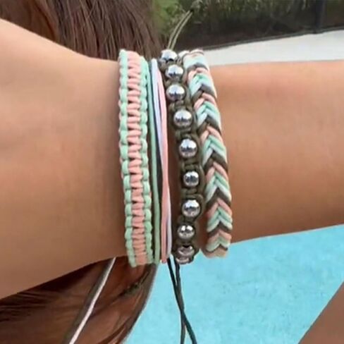 Handmade Bracelet for Men Women Friendship Bracelet Set Birthday Colorful Handmade Braided String Bracelets Adjustable Multicolor Wrist Cord Bohemian Jewelry Birthday Gifts in Saudi Arabia