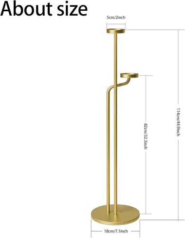 Smtyle شمعدان أرضي حديث طويل، حامل شموع خفيف للمنزل وغرفة المعيشة والحفلات والمناسبات، الحد الأدنى من المعدن الأسود ثنائي الذراع in Kuwait