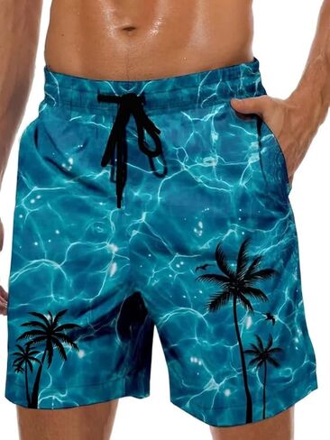 Men's Hawaiian Swim Trunks with Pockets Quick Dry Mesh Lining Beach Shorts Bathing Suit in Saudi Arabia