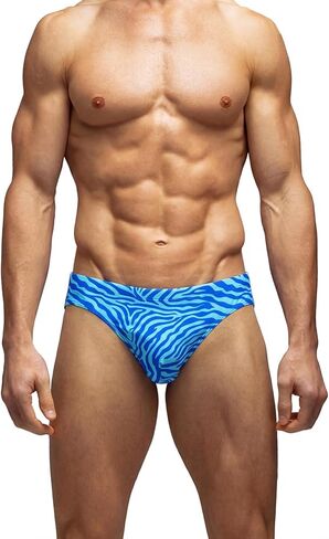 MIZOK Mens Zebra Stripes Swim Briefs Low Rise Bikini Swimwear with Drawstring in Saudi Arabia
