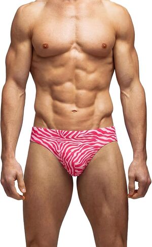 MIZOK Mens Zebra Stripes Swim Briefs Low Rise Bikini Swimwear with Drawstring in Saudi Arabia