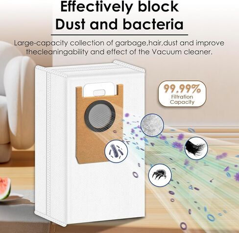 (28 حزمة) مجموعة ملحقات قطع غيار Omni S1 Pro متوافقة مع مكنسة Eufy Omni S1 Pro Robot، 2 فرشاة دوارة مطاطية، 2 ممسحة دوارة، 8 فرش جانبية، 8 أكياس غبار، 8 مرشحات HEPA in Kuwait