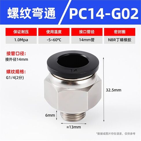 أسود/أبيض G-thread مستقيم من خلال موصل سريع PC8-02/10-02 المقابس مكون هوائي 1 قطعة (PC14-G02) in Kuwait