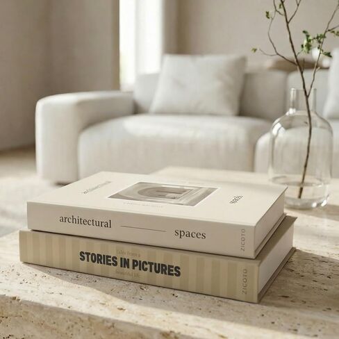 ZICOTO Beautiful Decorative Books - Set of 2 Boxes Enhance Your Coffee Table, Bookshelf or Mantel Decor - Aesthetic Fake/Faux Books for Modern Home Decoration, Photo Storage and as a Keepsake Box in Saudi Arabia