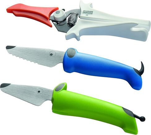Kuhn Rikon Kinderkitchen® Kids Chef Knife Set 6", 2 Pieces, Green/Blue | Straight Edge & Serrated Knife | Cutting Tool Made for Real Cooking | Child Friendly Dog Design With Hand Guard For Safety in Saudi Arabia