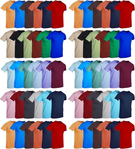 Socks'nbulk 48 حزمة من رجال طاقم القطن الرقبة القصيرة القصيرة تي شيرت مزيج ألوان حزمة كبيرة in Kuwait