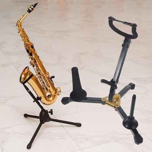 Cabilock Foldable Alto and Tenor Saxophone Stand Rack with Flute and Clarinet Holders, Portable Wind Instrument Support for Musicians and Band Performances in Saudi Arabia