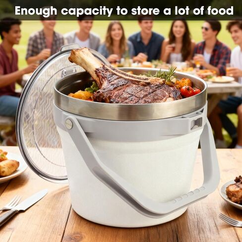 COKTIK 7L Vacuum Insulated Ice Bucket with Lid and Scoop& Tongs，Large capacity Stainless Steel Beverage Bucket for Cocktail, Champagne, Wine, Beer，Large Parties（Milk White Suit） in Saudi Arabia