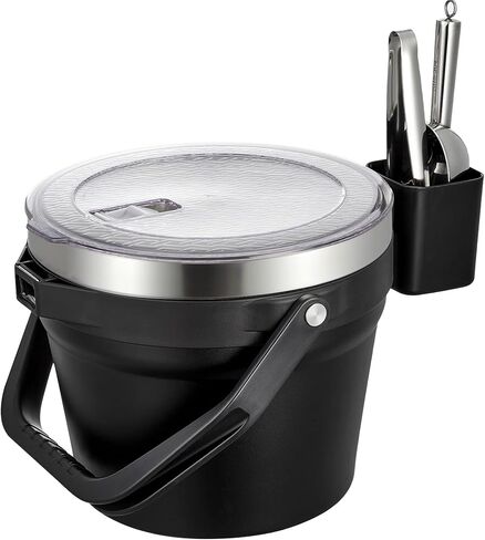 COKTIK 7L Vacuum Insulated Ice Bucket with Lid and Scoop& Tongs，Large capacity Stainless Steel Beverage Bucket for Cocktail, Champagne, Wine, Beer，Large Parties（Milk White Suit） in Saudi Arabia