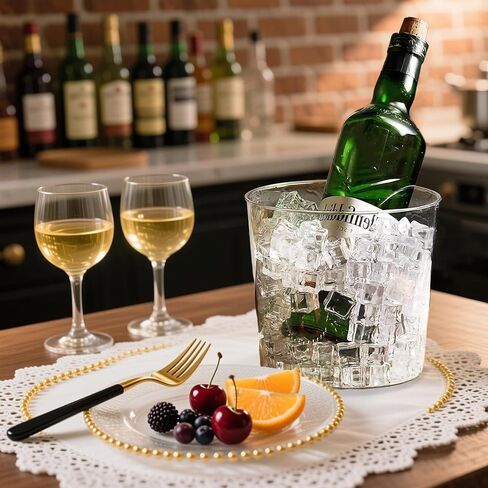Garvee 6.5 in Clear Plastic Ice Bucket – Multi-Purpose Wine/Champagne/Beer Cooler, Snack Tub, Kettle Corn Bowl, Vase – BPA-Free, Food-Grade, Durable & Stylish (12-Pack with Ice Tongs) in Saudi Arabia