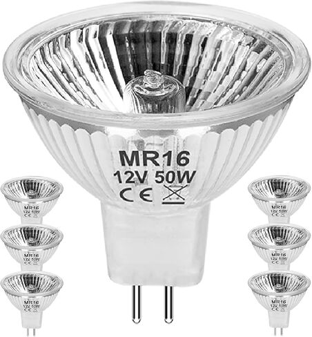 MR16 12V 50W Halogen Light Bulbs 2 Pin, 6 Pack MR16 Halogen Bulb 50W GU5.3 Base Dimmable Indoor Outdoor Flood Halogen Small Light Bulb 2800K Warm White for Landscape, Track Lights in Saudi Arabia