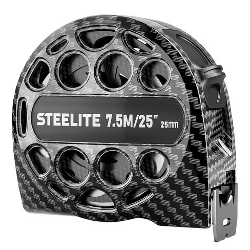 شريط قياس STEELITE 25'FT من الفولاذ المقاوم للصدأ شريط قياس قابل للسحب مقاوم للماء ومقاوم للصدأ مع تصميم مجوف من ألياف الكربون in Kuwait