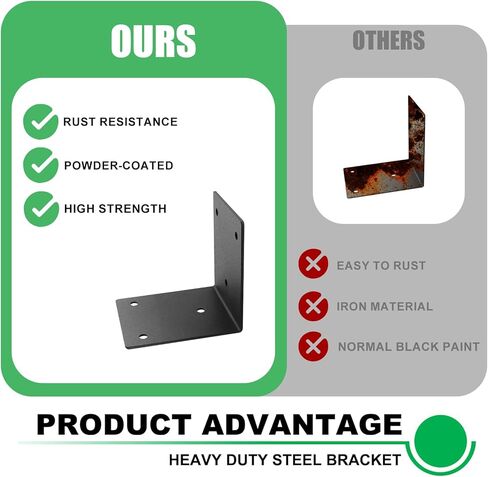 8 عبوات من دعامات الزوايا شديدة التحمل للتأطير الخارجي 6 بوصة × 5 بوصة سمك 90 درجة 3 مم (1/8 بوصة)، دعامة L للخشب 6X6 in Kuwait