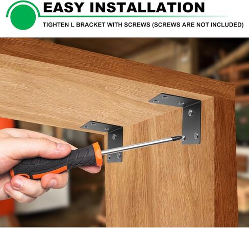 8 عبوات من دعامات الزوايا شديدة التحمل للتأطير الخارجي 6 بوصة × 5 بوصة سمك 90 درجة 3 مم (1/8 بوصة)، دعامة L للخشب 6X6 in Kuwait