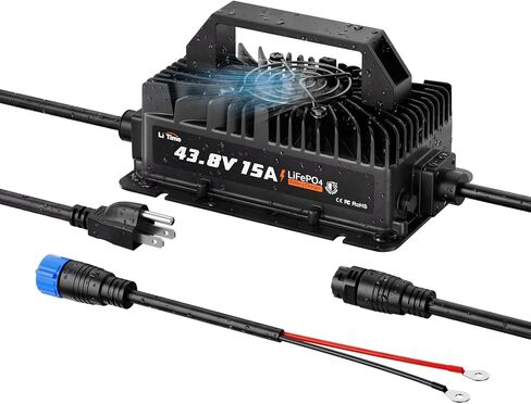 LITIME IP66 ROUBROOK 36V (43.8V) 10A LIFEPO4 شاحن بطارية ليثيوم ، تطبيقات واسعة لعربة الجولف ، RV in Kuwait