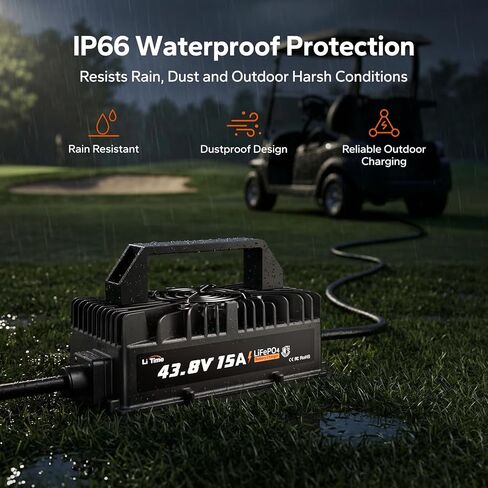 LITIME IP66 ROUBROOK 36V (43.8V) 10A LIFEPO4 شاحن بطارية ليثيوم ، تطبيقات واسعة لعربة الجولف ، RV in Kuwait