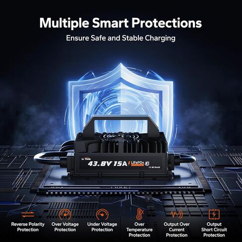 LITIME IP66 ROUBROOK 36V (43.8V) 10A LIFEPO4 شاحن بطارية ليثيوم ، تطبيقات واسعة لعربة الجولف ، RV in Kuwait