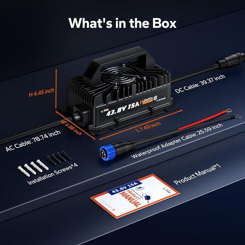 LITIME IP66 ROUBROOK 36V (43.8V) 10A LIFEPO4 شاحن بطارية ليثيوم ، تطبيقات واسعة لعربة الجولف ، RV in Kuwait