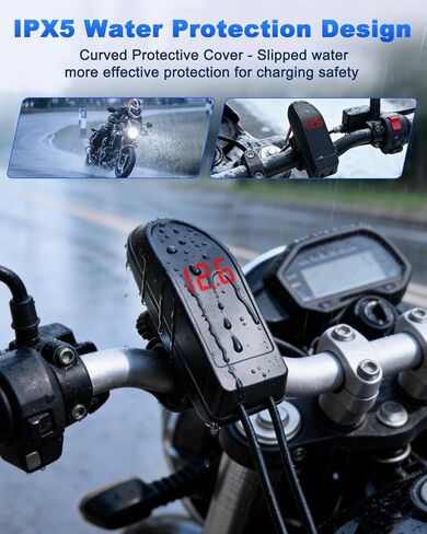 شاحن هاتف للدراجات النارية EXTRACTME، 36 وات مزدوج USB من النوع C PD 3.0 وQC 3.0 شاحن USB للدراجات النارية مع الفولتميتر ومفتاح التشغيل/الإيقاف، شحن سريع مقاوم للماء SAE إلى USB للهاتف والكمبيوتر اللوحي ونظام تحديد المواقع وما إلى ذلك in Kuwait