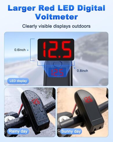 شاحن هاتف للدراجات النارية EXTRACTME، 36 وات مزدوج USB من النوع C PD 3.0 وQC 3.0 شاحن USB للدراجات النارية مع الفولتميتر ومفتاح التشغيل/الإيقاف، شحن سريع مقاوم للماء SAE إلى USB للهاتف والكمبيوتر اللوحي ونظام تحديد المواقع وما إلى ذلك in Kuwait