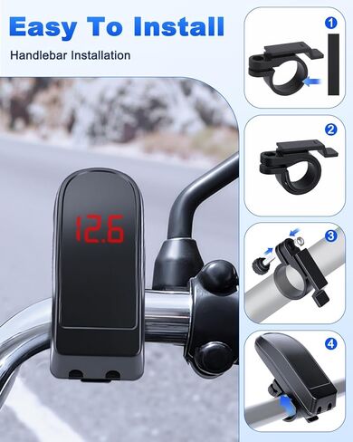 شاحن هاتف للدراجات النارية EXTRACTME، 36 وات مزدوج USB من النوع C PD 3.0 وQC 3.0 شاحن USB للدراجات النارية مع الفولتميتر ومفتاح التشغيل/الإيقاف، شحن سريع مقاوم للماء SAE إلى USB للهاتف والكمبيوتر اللوحي ونظام تحديد المواقع وما إلى ذلك in Kuwait