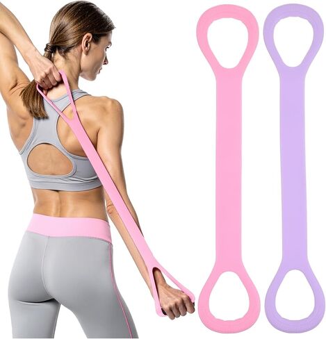 Gjinxi 2pcs Figure 8 Resistance Bands for Arms Resistance Bands with Handles for Working Out Back Leg Stretcher Portable Exercise Equipment for Yoga Pilates Stretching Physical Therapy Pink & Blue in Saudi Arabia